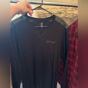 Black men’s Inc shirt with faux leather never worn